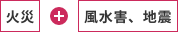火災+風水害、地震